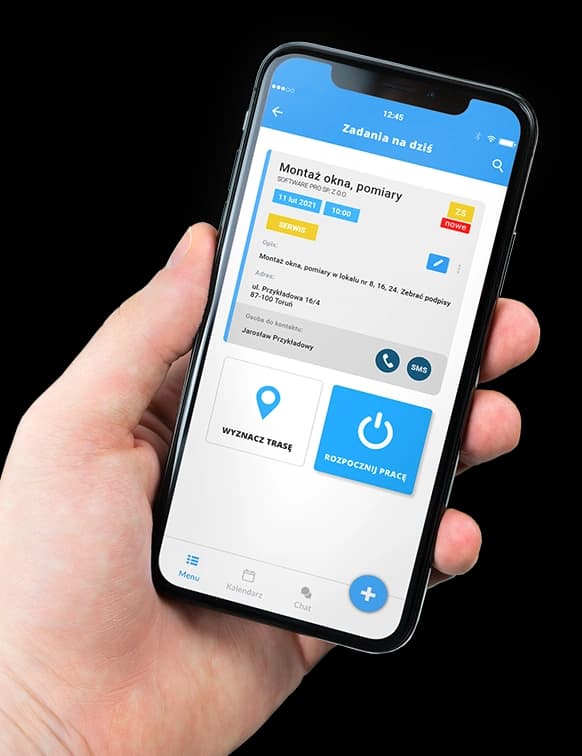 Widok aplikacji na telefonie